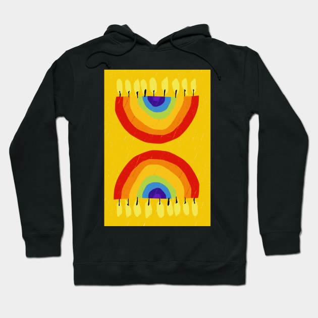 Rainbow Chanukiah Yellow Print Hoodie by TillaCrowne